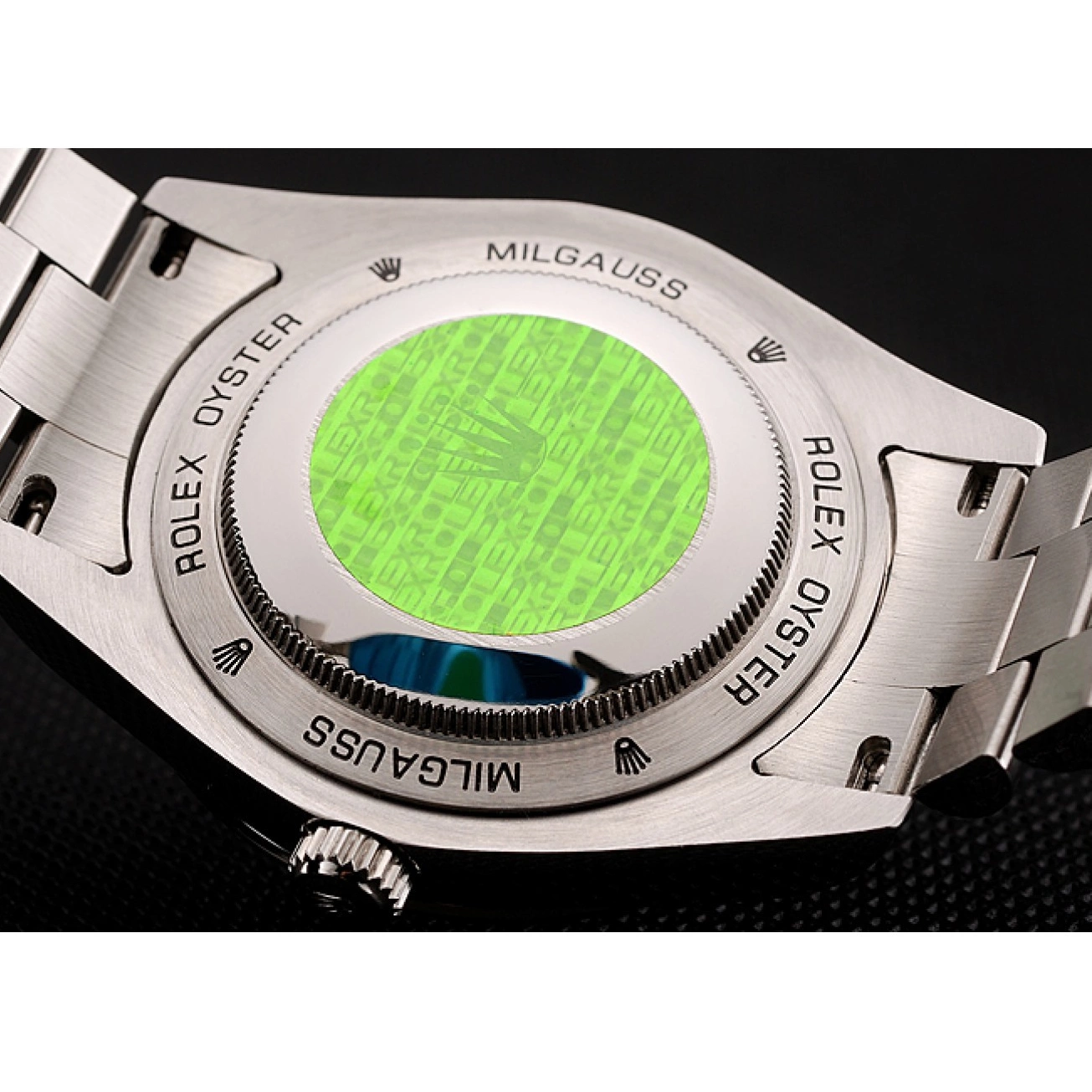 MiroTime 0818 Swiss Rolex Day-Date Black Dial Diamond Case Diamond Numerals Stainless Steel Bracelet 1453965